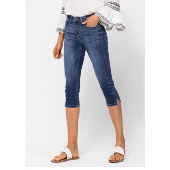 Judy Blue High Rise Utility Mid Length Denim Shorts